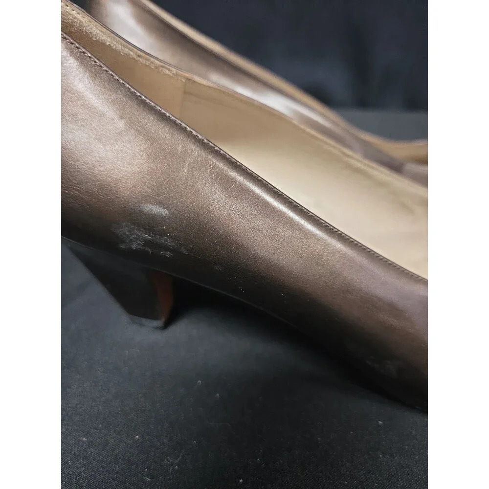 Salvatore Ferragamo Womens Pumps 9.5 AA Patent Leather Black & Bronze Vintage